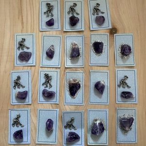 Lot of amethyst crystals rocks cards amethyst gift